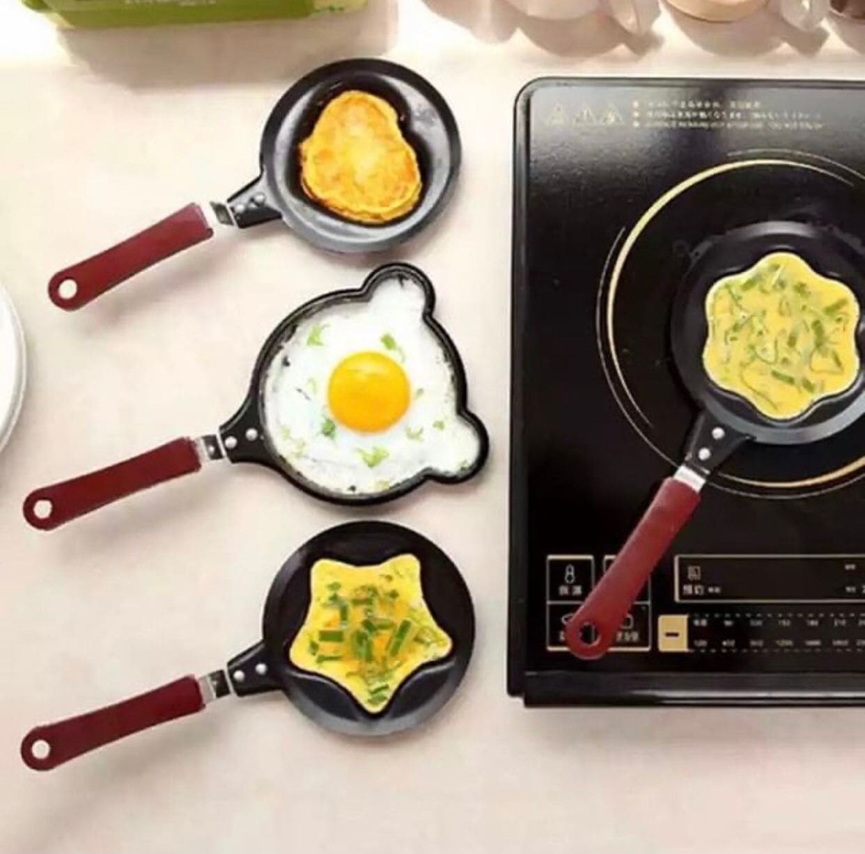 Mini Egg Frying Pan, Star Heart Strawberry Breakfast Egg mold, Fried Egg Pancake Mold, Non-Stick Egg Pancake Omelet Mini Frying Pan, Mini Cookware Black Non Stick Pan Mini Egg Frying Pan, Star Heart Strawberry Breakfast Egg mold, Fried Egg Pancake Mold, Non-Stick Egg Pancake Omelet Mini Frying Pan, Mini Cookware Black Non Stick Pan